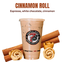 7 Brew Cinnamon Roll Original – cinnamon and vanilla latte that tastes like a warm cinnamon roll.