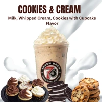 Shakes 11 7 Brew Cookies and Cream Shake topped with crushed cookie pieces.