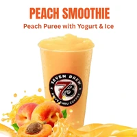 Smoothies 8 7 Brew Peach Smoothie made with ripe peach purée, thick fruity texture, and refreshing icy blend.
