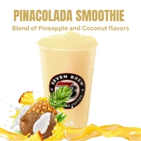 Smoothies 7 7 Brew Piña Colada Smoothie with tropical pineapple and coconut flavors served cold in a blended creamy drink.