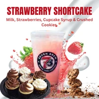 Shakes 5 7 Brew Strawberry Shortcake Shake topped with whipped cream and cake crumble.