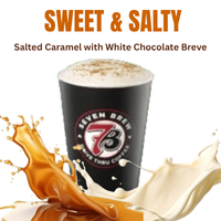Sweet & Salty with salted caramel and white chocolate breve