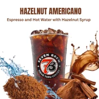 Classics 20 Hazelnut Americano crafted with espresso and hot water, delivering a nutty aroma with a clean, robust coffee flavor.