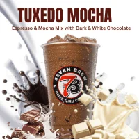 Classics 5 Tuxedo mocha made with espresso, dark and white chocolate, and steamed milk, creating a rich, layered, dessert-style coffee drink.